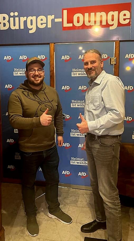 Andreas Altmeyer (zeitGEIST-Blog, rechts) mit Carsten Becker, AfD Saarland